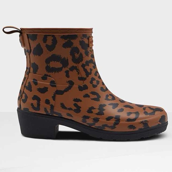 Hunter Original Leopard Print Refined Low Heel Wellies - Picture 2 of 16